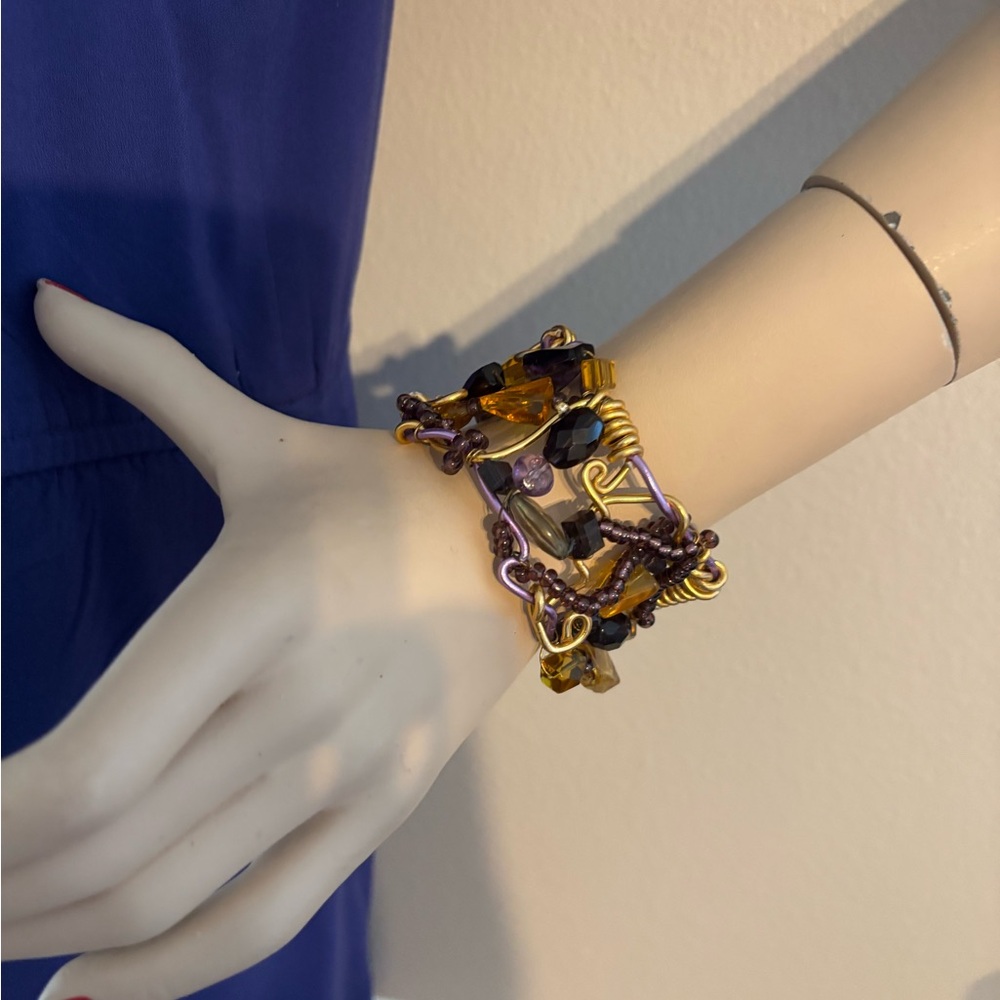 Handmade Purple and Gold Bracelet